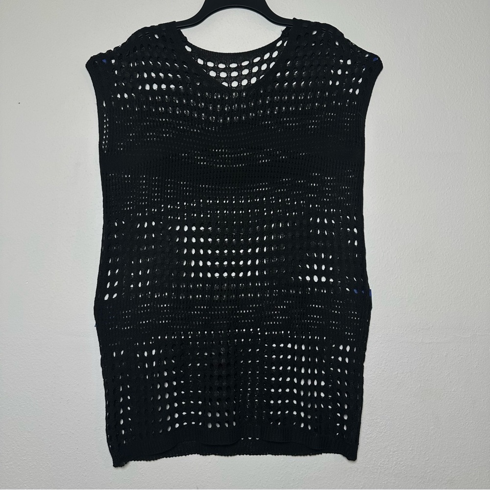 Chic Summer Black Mesh Beach Cover-Up - Picture 2 of 9